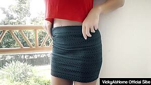 Vicky Vette Fingers Her Dripping Pink Pussy on Couch Till She Cums Hard