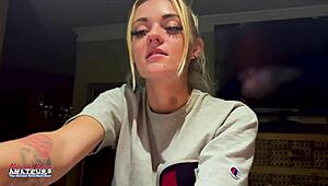 i can't stop watching this skinny blonde cutie sassy suck cock then take hard pussy pounding