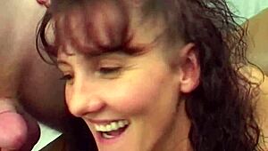 What if this brunette milf takes gangbang loads in outdoor POV stockings?