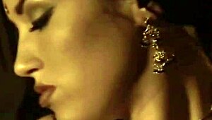 exotic oriental dancer slowly teases naked body erotically