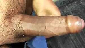 guy strokes hard in solo handjob cumshot frenzy