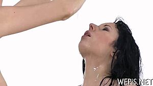 whoa, gal pisses on gf while sucking cock sloppy! 💦😜