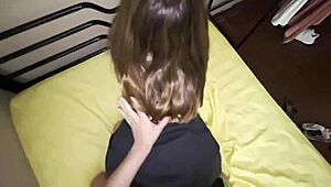 stepsister sneaks to bed without panties for amateur big ass doggy on skirt hike