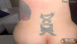 Tattooed brunette brooklyn madison milks massive cum on her big tits