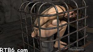 master chokes bound gagged chick's tight shaved pussy hard