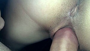 boyfriend away so he pumps cum deep in my wet teen pussy close-up view