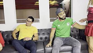 swingers swap juicy latina wives creampie cum swap in lingerie at christmas