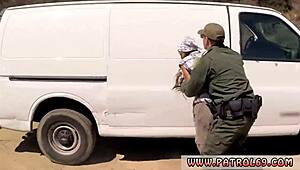 sensual latina blowjob cum after acrobatic police strip search