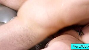 Busty Blonde Tattoo Teen Kaiia Eve Fucks Client Hard in Nuru Massage with Nick Strokes