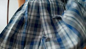 Mexican uniform girl rides monster cock homemade