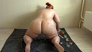 A mature BBW masochist shoves a burning candle up her asshole for anal orgasm, then fucks her fat booty with hot wax dripping everywhere