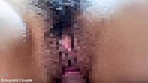 i watch amateur japanese couple's leaked vid as he pounds her tight pussy then bukkake blasts her belly