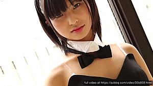 Young Cute Asian Teen Cosplays Rabbit with Toys