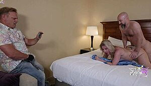 Hubby's watching me get bareback creampied by a monster cock while I squirt and deepthroat like his submissive hotwife fantasy!