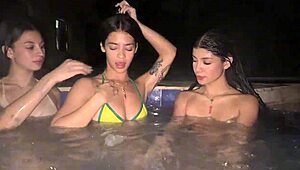 Neighbors, wanna join our wild poolside foursome orgy?