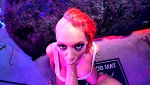 damn that oiled wife with huge fake tits deepthroats then gets muff dived