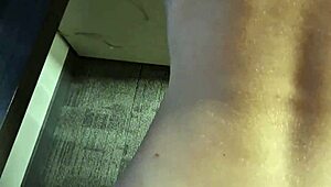 beautiful russian blonde with big natural tits bends over in hotel bed for my creampie anal pounding