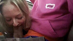 tik tok babe sucks cock whole car ride spitting on it for wet blowjob