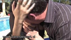 marlen doll teases with fake tits in hardcore poolside pornstar casting