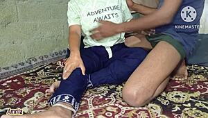 Step sister sneaks into step brother's bed for anal. They fuck hard in bathroom too