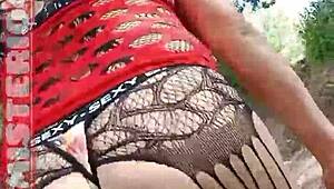 Ever walked through a hot forest dressed like this, feeling the heat build? Reymisterio422's public crossdressing tease