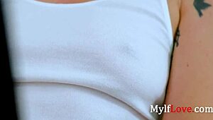 mature curly milf friend averts cocksucking crisis riding young cock in ffm 3some with big tits