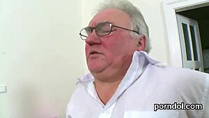 cuddly teen couldn't resist mounting her elderly tutor's cock