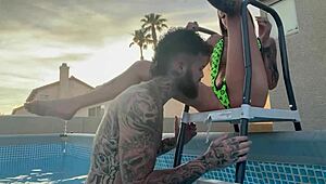 i pay the pool boy with my teasing wet pussy