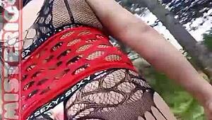 Ever walked through a hot forest dressed like this, feeling the heat build? Reymisterio422's public crossdressing tease