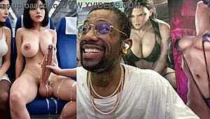 big breast blonde trans slut cums hard from handjob on her girl cock 💦🍆