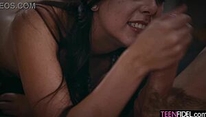 Big booty brunette Lily Winters rides monster cock first time ever