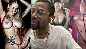 big breast blonde trans slut cums hard from handjob on her girl cock 💦🍆