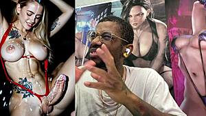 big breast blonde trans slut cums hard from handjob on her girl cock 💦🍆