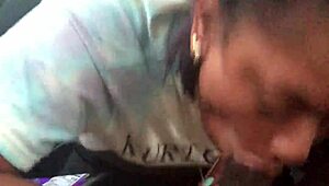 Ebony pornstar slut deepthroats gags on huge black cock balls and gets facefucked cum covered in public car