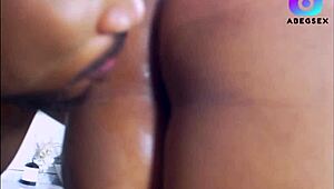 i taught my huge titted ebony stepmom a lesson in the kitchen with my cock licking her shaved pussy