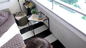 hey skinny bonnie loves getting fucked bareback on the balcony outdoors