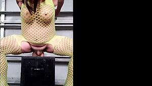 DanielaDeep Pounds Ass in Yellow Bodystocking with Massive Dildo!