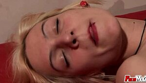 Bisexual Blonde Toyed Hard in Shaved Pussy Groupsex Orgy