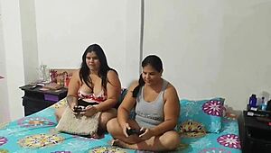 a stranger bends over two big-ass teens for bareback doggystyle threesome at valentine's sleepover party