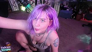 watch this sexy redhead finger herself while pole dancing