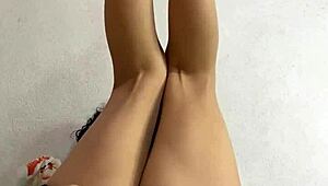 i'm so horny watching promotora alexia finger her big tits in lingerie