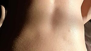 spy on busty big-ass latina milf brunette bathing then watch bisexual guy in lingerie fuck her pear-shaped anus deep with monster cock