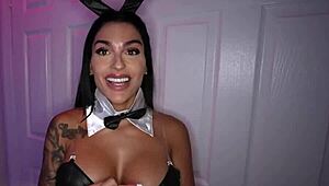 At Halloween party cuck hubby watches busty brunette wife take BBC doggystyle from stranger