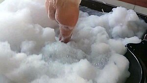 spy on busty big-ass latina milf brunette bathing then watch bisexual guy in lingerie fuck her pear-shaped anus deep with monster cock