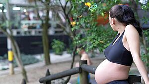 hey babe that pregnant slut cheats with two huge cocks pounding her