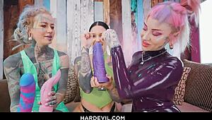 Tattooed Lesbians Morea Black Kellie Panther Gape Anal Ass to Mouth 3-Way