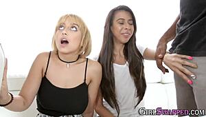 horny stepdaughter with small 18+ tits sneaks in for old man's monster cock pounding