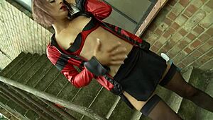 paige foxx rams dildo deep through crotchless panties outdoors