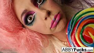 Abigail Mac teases big tits and pussy during musical photoshoot