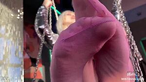 Goddess Cute Feet Swing Teasing In Sheer Pink Pantyhose Near Face!